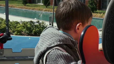 Little boy on the playground Stock Footage 87273115