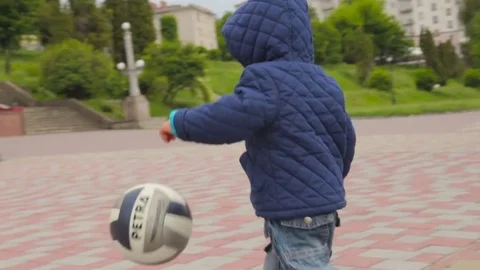 Little boy playing with ball Stock Footage 71947005