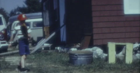 Little Boy Playing Baseball 60s 16mm Stock Footage 45674869