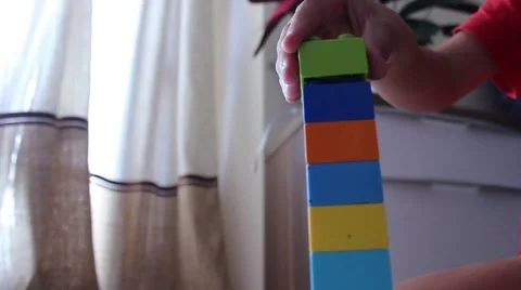 Little boy playing builder Video stock 65300827
