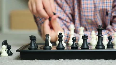 Little boy playing chess. Board games for children 스톡 동영상 251638704