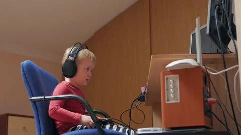Little Boy Playing Computer Games Stock Footage 153257310