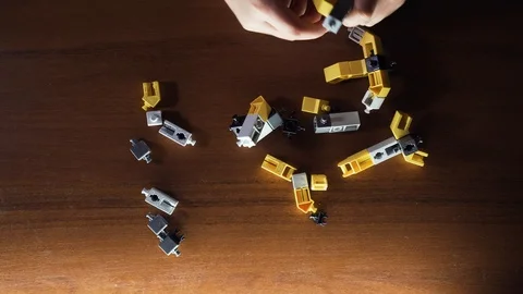 Little Boy Playing With Construction Set Educational Toys Kids Creativity Vídeo Stock 117408512