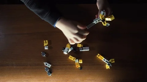 Little Boy Playing With Construction Set Educational Toys Kids Creativity Stock-Footage 117409054