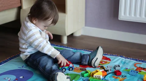 Little Boy Playing in the Constructor Stock Footage 61566041