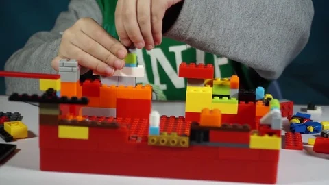 Little boy playing with constructor  Stock Footage 82491266