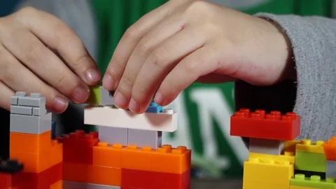 Little boy playing with constructor  Stock Footage 82491316