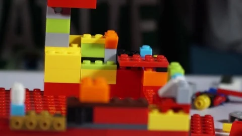 Little boy playing with constructor  Stock Footage 82491364