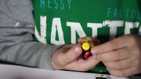 Little boy playing with constructor  Stock Footage 82491845