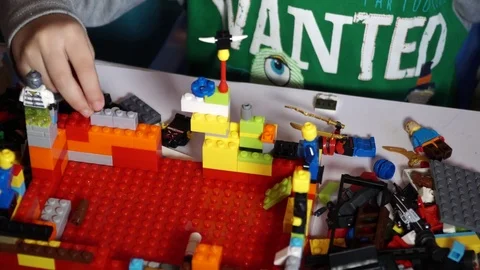 Little boy playing with constructor  Stock Footage 82491887