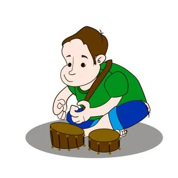 Little boy playing drum Stock Illustration