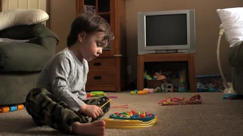 Little Boy Playing Game Stock Footage 40340489