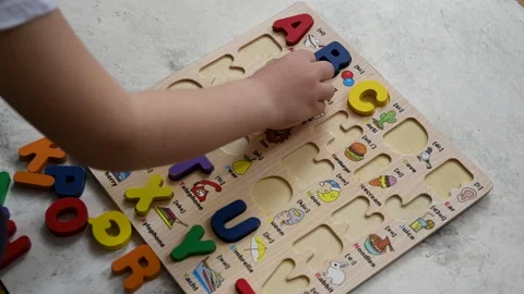 Little boy playing on numeric board on the floor. Stock Footage 191474362