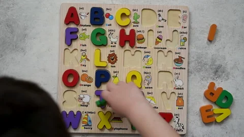 Little boy playing on numeric board on the floor. Stock Footage 191477165