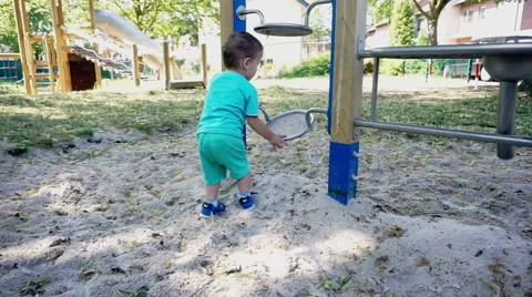 Little Boy Playing on Playground Stock Footage 52391328
