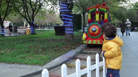 Little boy is playing on the playground Stock Footage 82484986