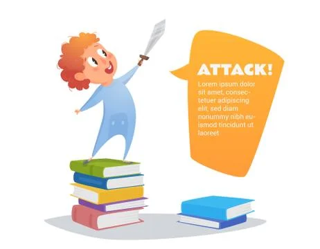 Little boy is playing with a sword Stock Illustration