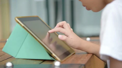 Little boy playing on the tablet computer Stock Footage 67580005