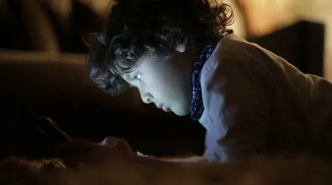 Little Boy Playing On A Tablet Stock Footage 44442887