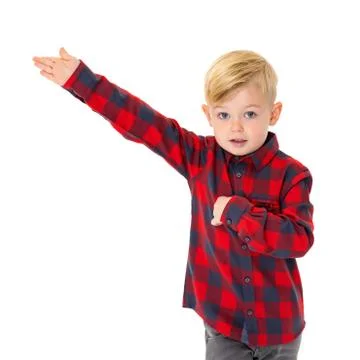 The little boy points to something. Stock Photos