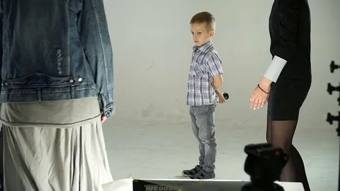 Little boy in the process of video clip shooting Video stock 80201332