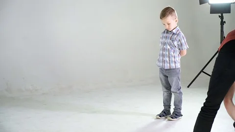Little boy in the process of video clip shooting Stock Footage 80202567