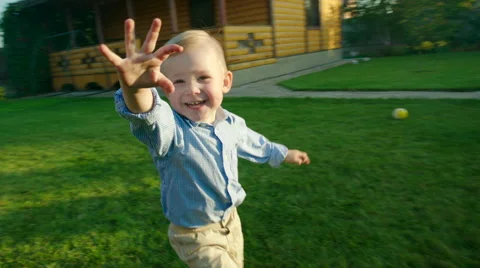 Little Boy Running and Having Fun Stock Footage 56250861