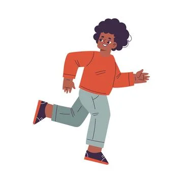 Little Boy Running Playing Hide and Seek Search for Place Vector Illustration Stock Illustration