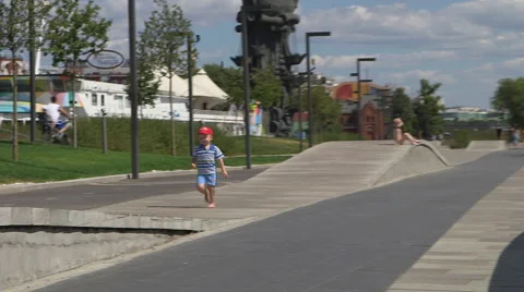 Little boy running on the track Stock Footage 41155902