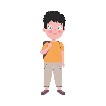 Little boy with schoolbag Stock Illustration