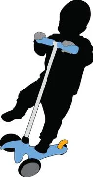 Little boy scooting Stock Illustration