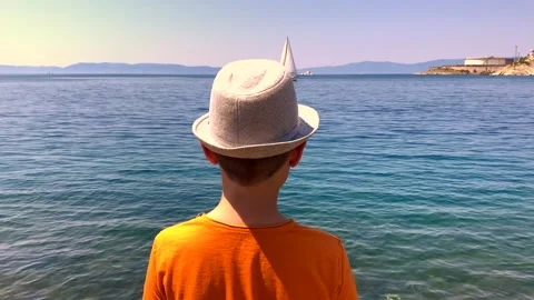 Little boy by the sea Stock Footage 133638226