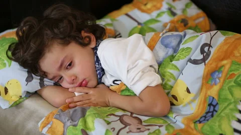 Little boy sick and crying Stock Footage 44340371