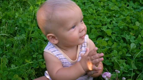 Little boy sitting and clapping Stock Footage 79922825