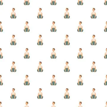 Little boy sitting repeating seamless pattern background Stockillustratie