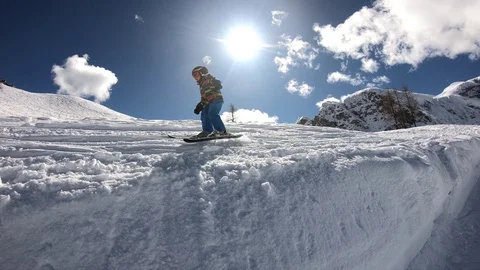 Little boy skiing. Stock Footage 113426352