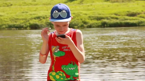 Little boy with smartphone Stock Footage 52461541