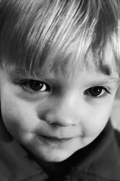 Little boy smiling at camera, close-up, portrait Stock Photos