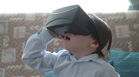 Little boy in the special headset Video stock 62901982