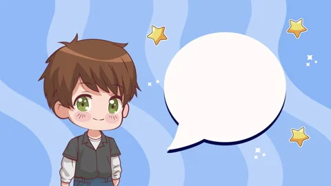 little boy with speech bubble anime char... | Stock Video | Pond5