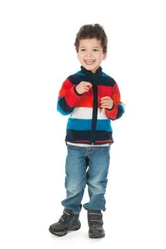 Little boy standing in the studio Stock Photos