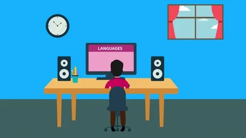 Little boy study online foreign language at home Stock Footage 141837403