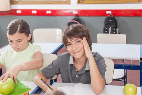 Little boy studying Stock Photos