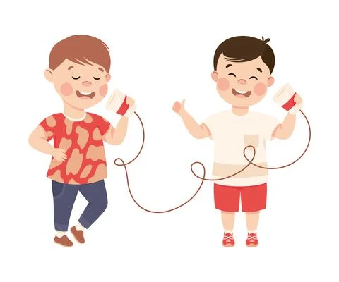 Little Boy Studying Physics Science Experiment with Sound Vector Illustration Stock Illustration