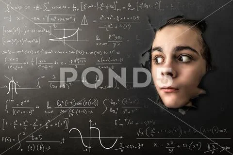 Little boy terrified by mathematics Stock Photos