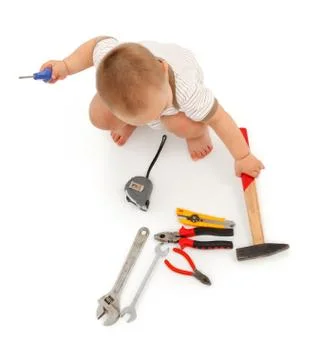 Little boy with tools Stock Photos
