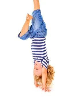 Little boy upside down Stock Photos