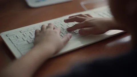 Little boy using computer, early education Stock Footage 56286236