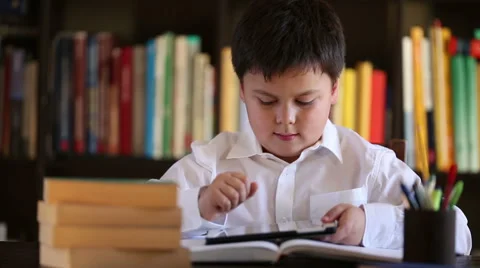 Little boy using digital tablet Stock Footage 46025500