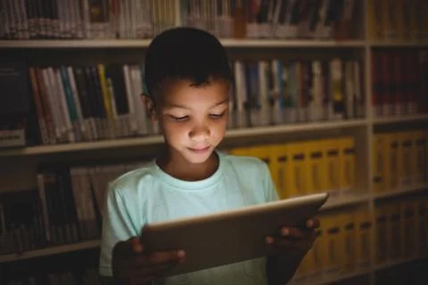 Little boy using a tablet 스톡 사진